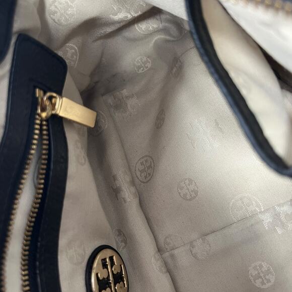 Tory Burch Amanda Mini Satchel Bag Black Pebbled Leather Crossbody - Picture 13 of 16